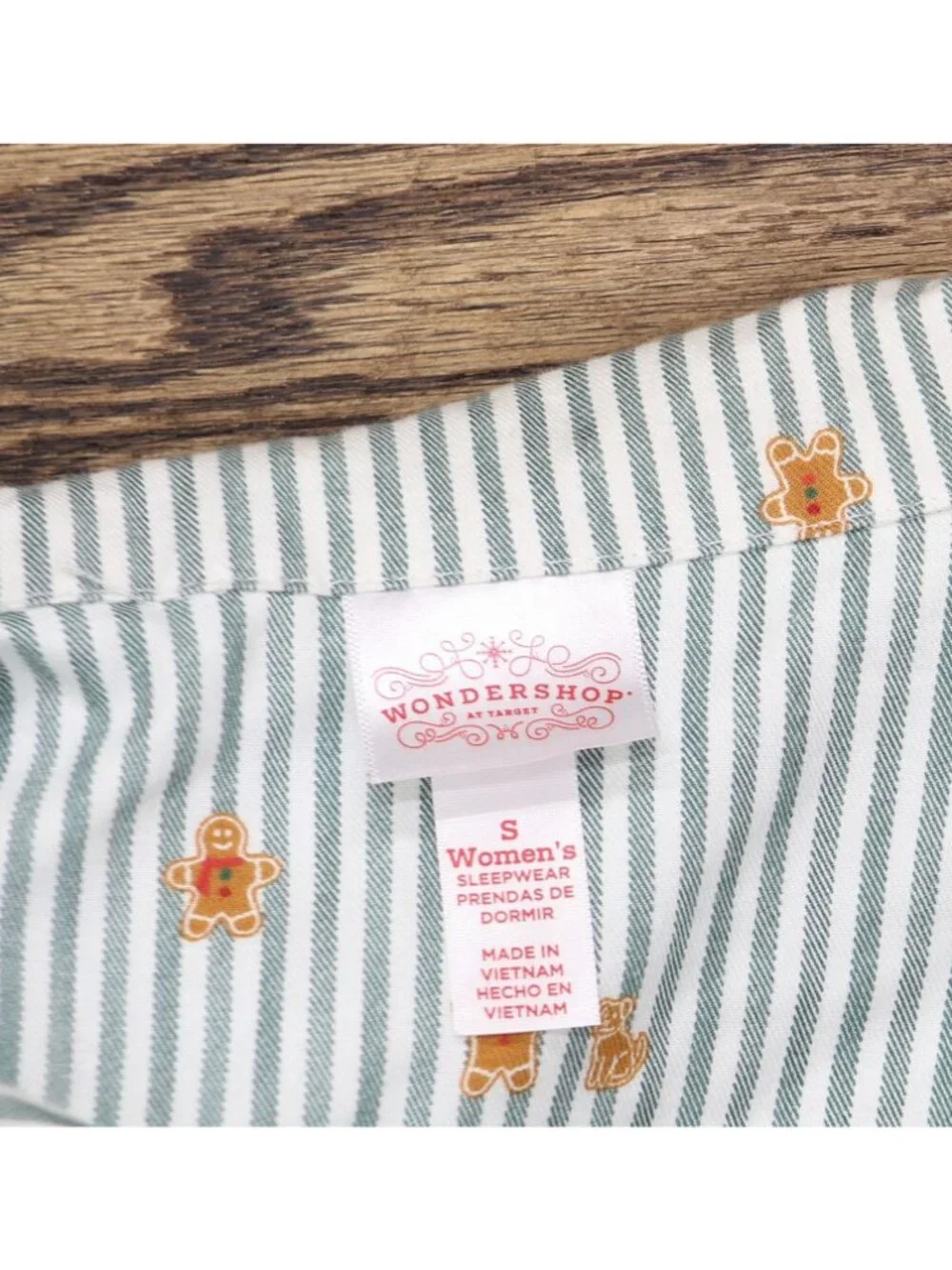 NWT Wondershop Striped Flannel Pajama Set, Long Sleeve Top & Pants Green Multi S